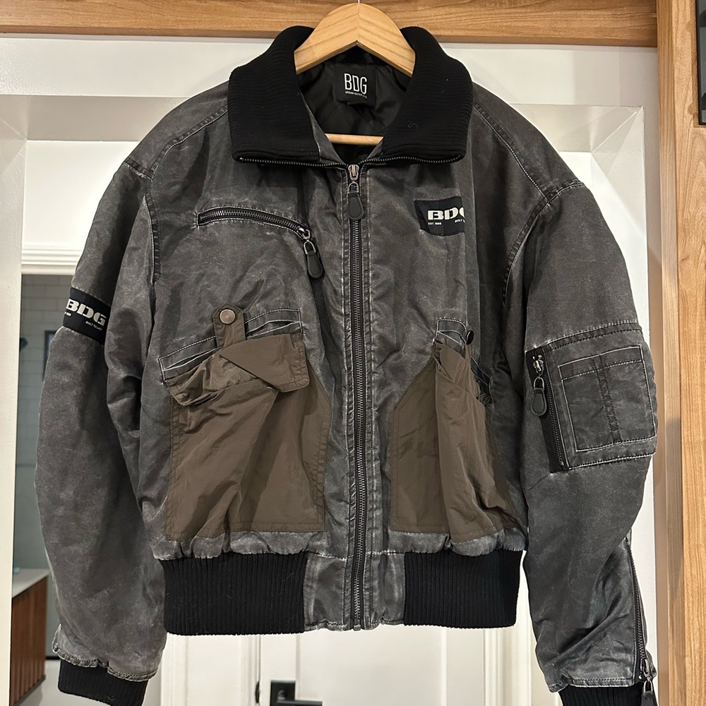 BDG Charcoal and Olive Bomber Jacket Urban Outfitters